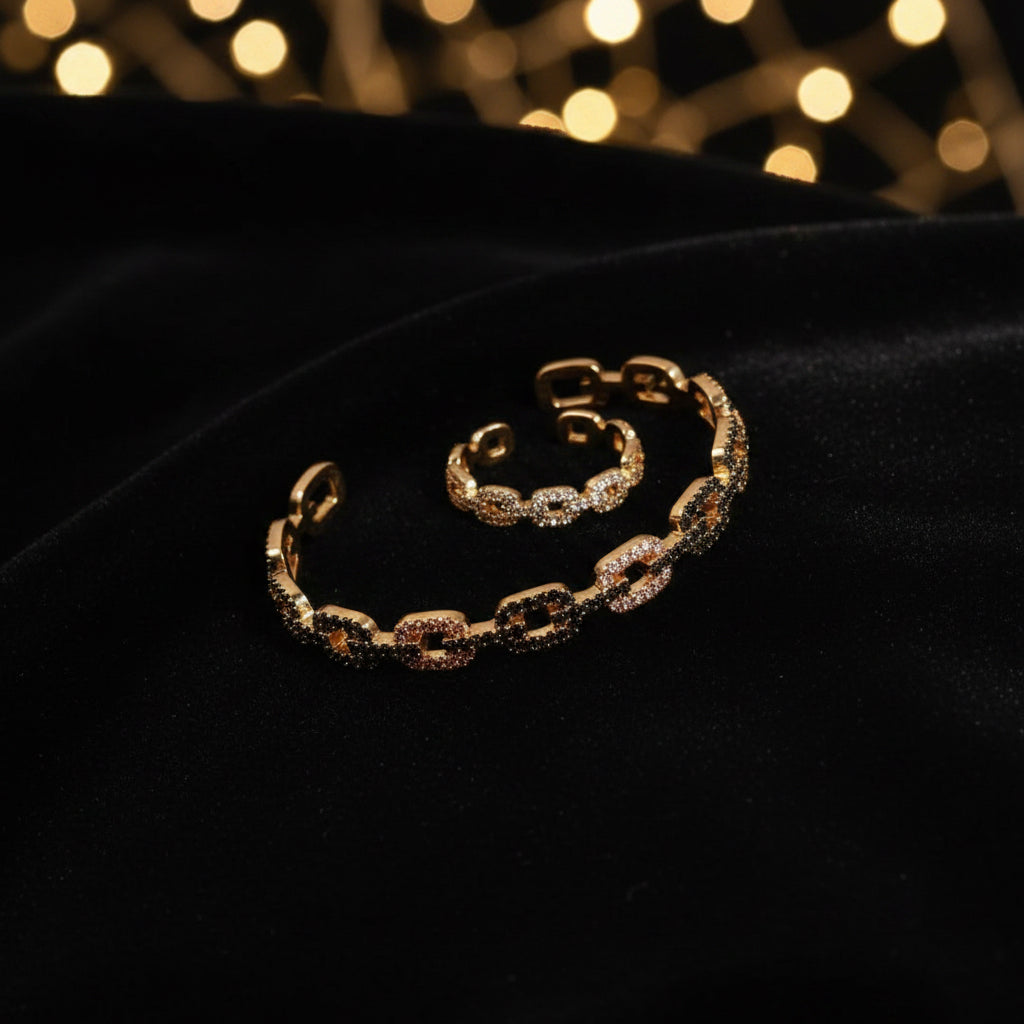 ✨ Goldfarbenes Schmuckset mit Strass ✨